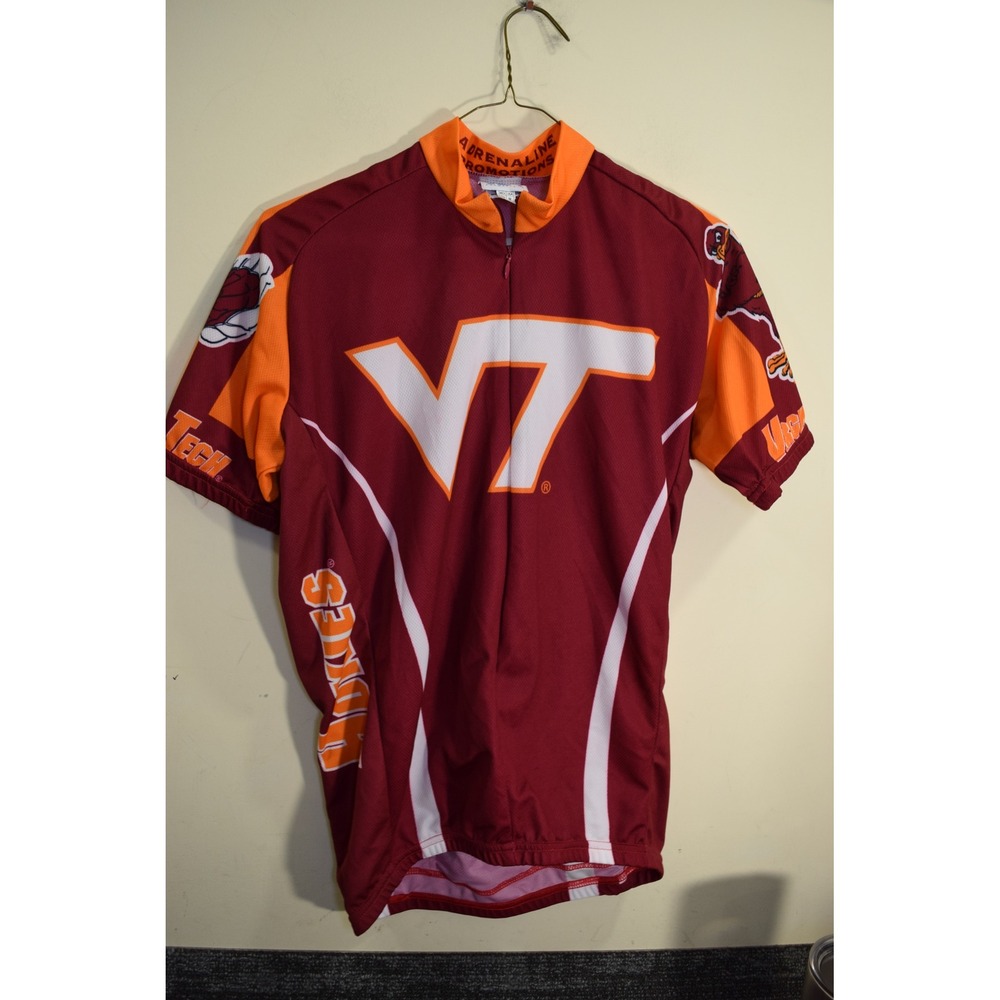 Virginia Tech VT Hokies Cycling Jersey Burgundy Orange Mens M